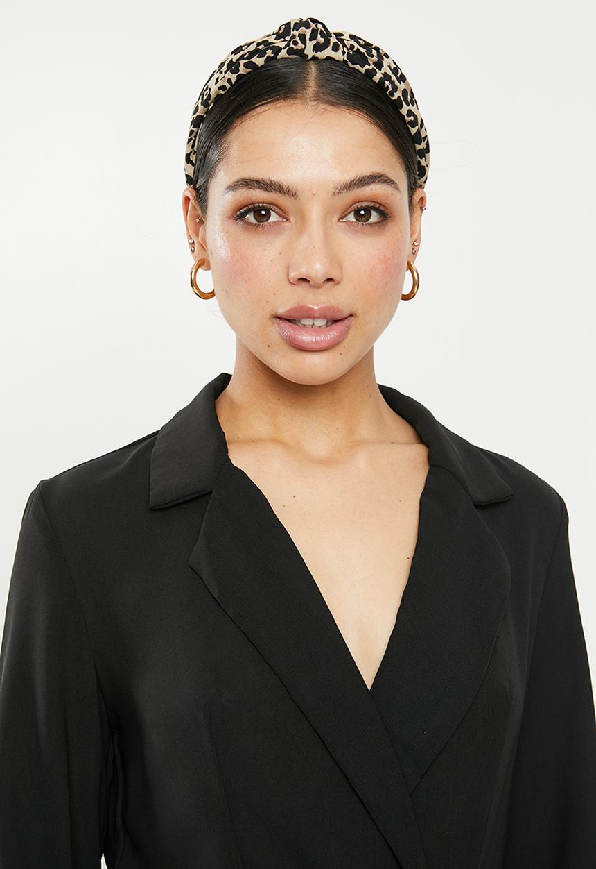 Missguided - Tie belt collar skater dress - black