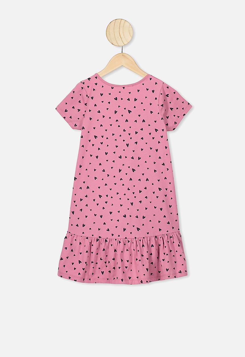 Cotton On - Joss short sleeve dress - pink & black 