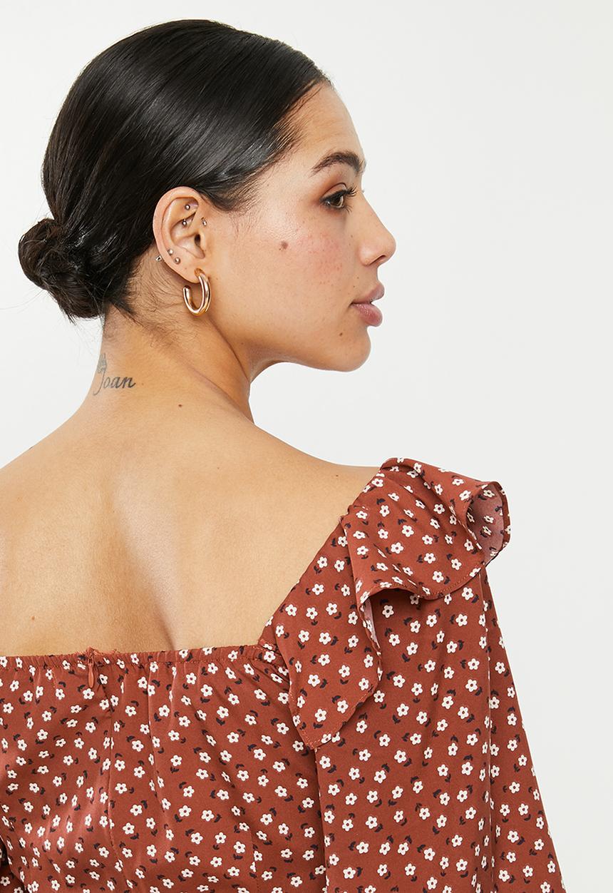 Missguided - Ditsy floral shirred milkmaid mini dress - multi 