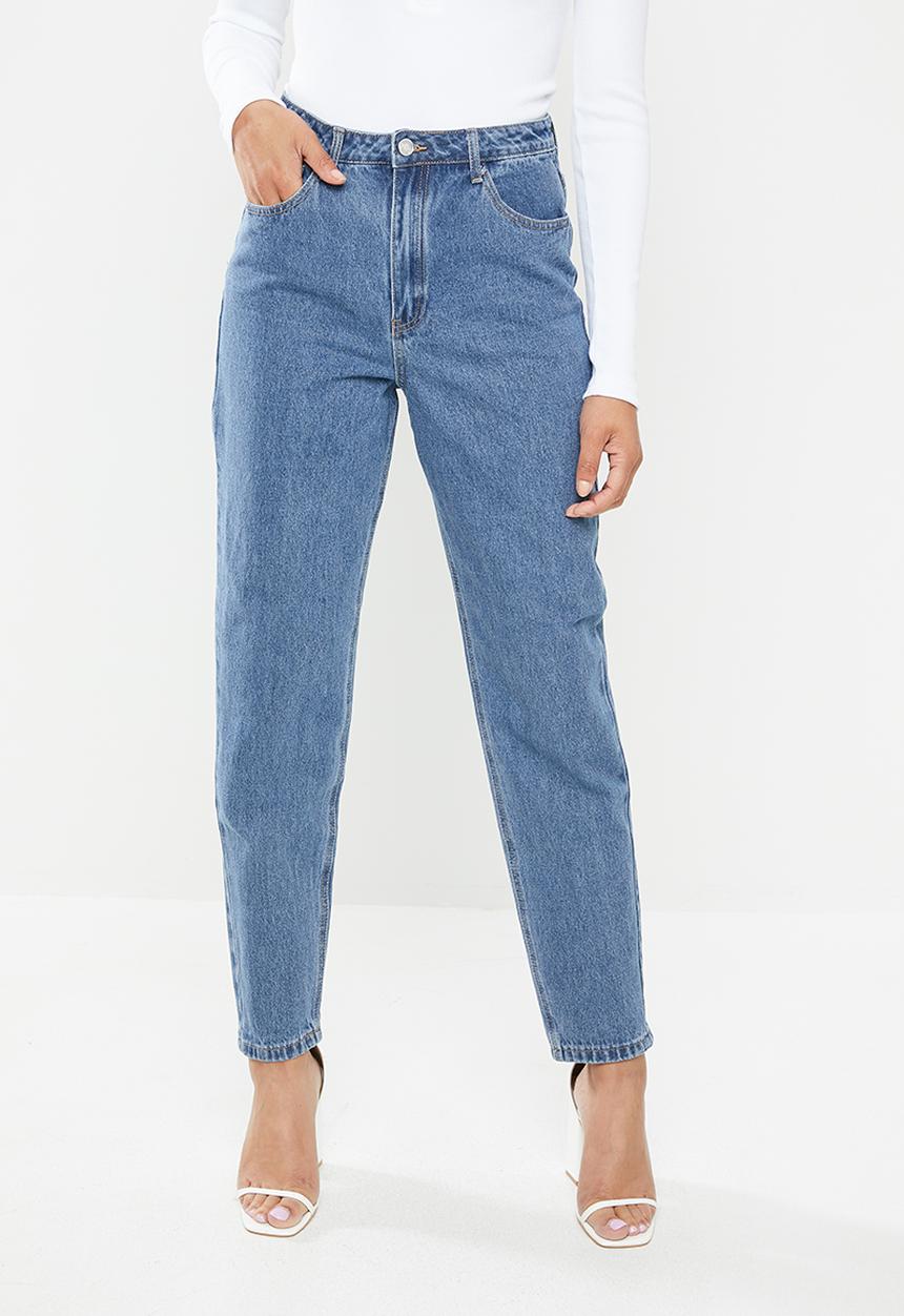 Missguided - Riot highwaisted cargo mom jean - blue