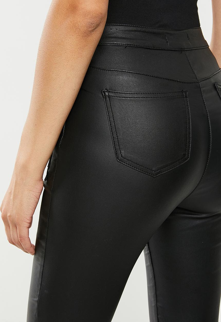 Missguided - Vice highwaisted coated foldover jean - black