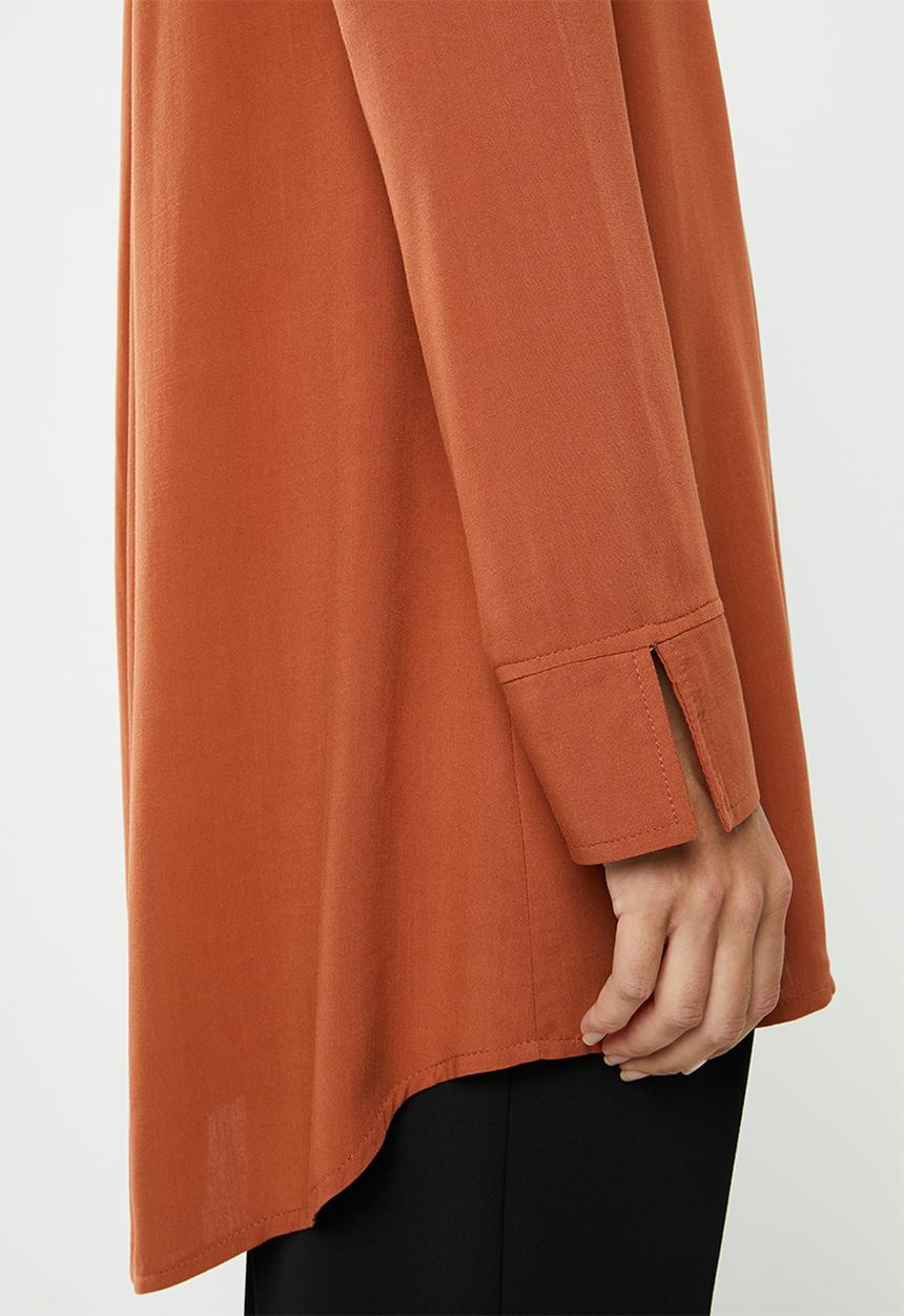 edit - Mandarin viscose tunic - rust