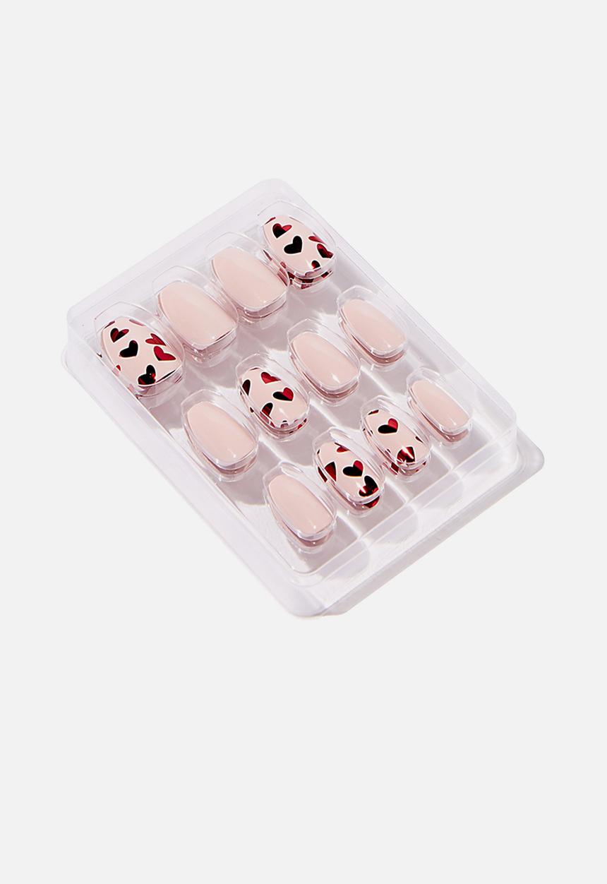 Cotton On - Rubi stick on nails - blush red heart