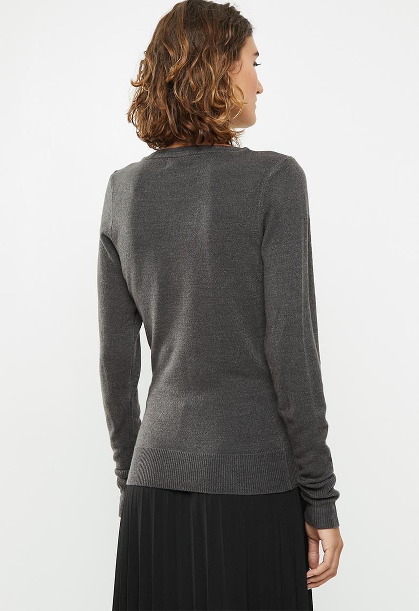 edit - Front seam crew neck - charcoal 