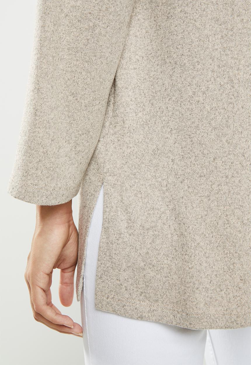 edit - Long sleeve v-neck top - neutral
