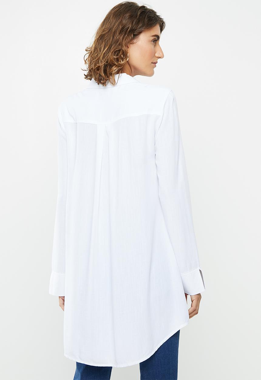 edit - Long Line viscose tunic - white