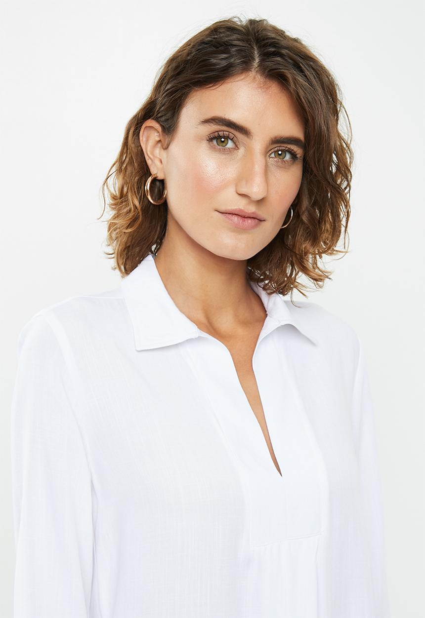 edit - Long Line viscose tunic - white