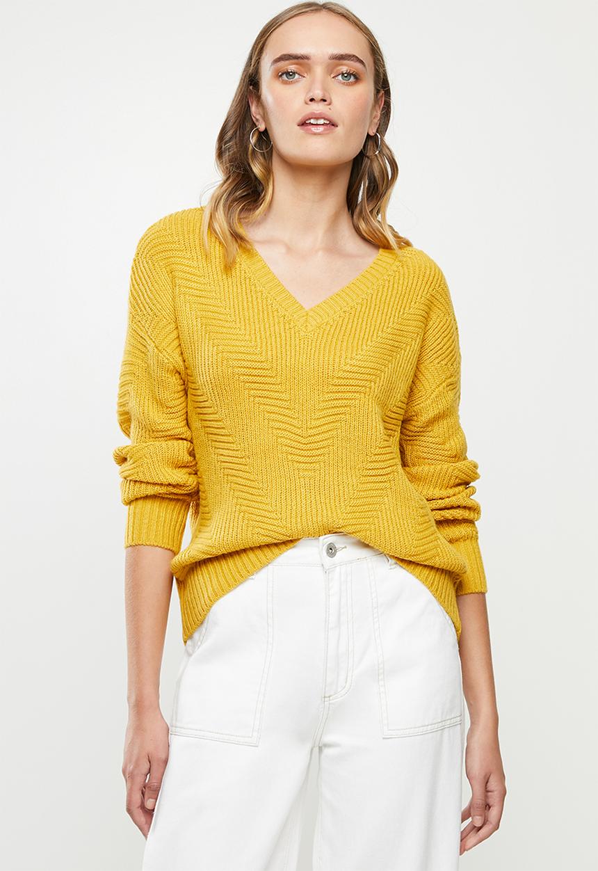 Vero Moda - Bandile long sleeve v-neck - yellow
