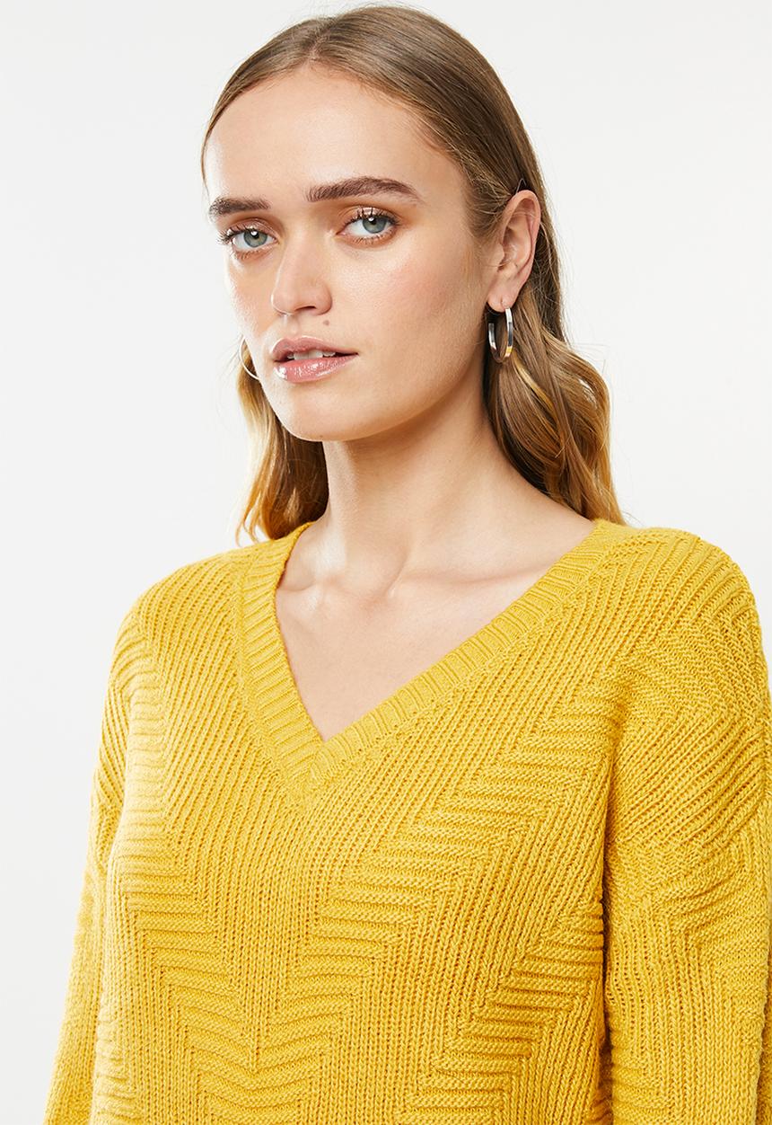 Vero Moda - Bandile long sleeve v-neck - yellow