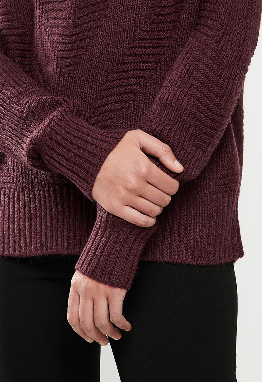 Vero Moda - Bandile long sleeve v-neck - burgundy