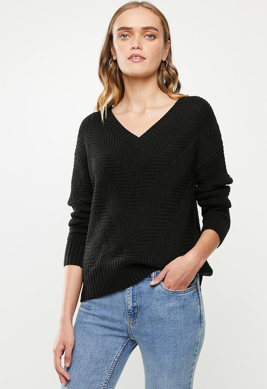 Vero Moda - Bandile long sleeve v-neck - black