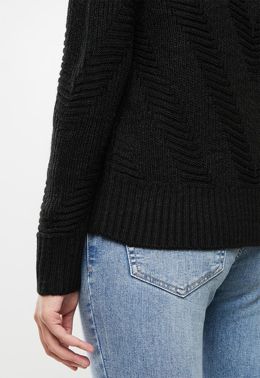Vero Moda - Bandile long sleeve v-neck - black