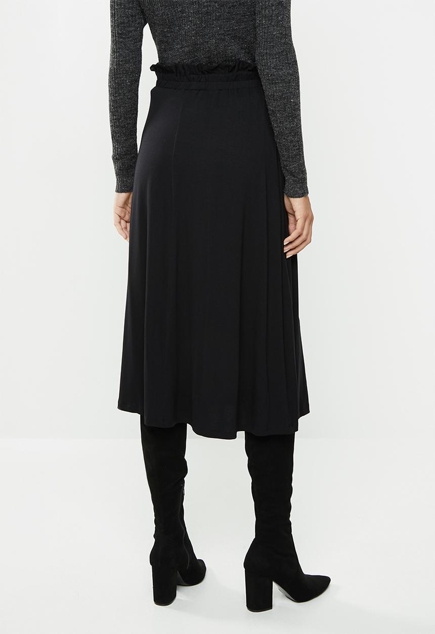 edit - Pull on knit midi skirt - black