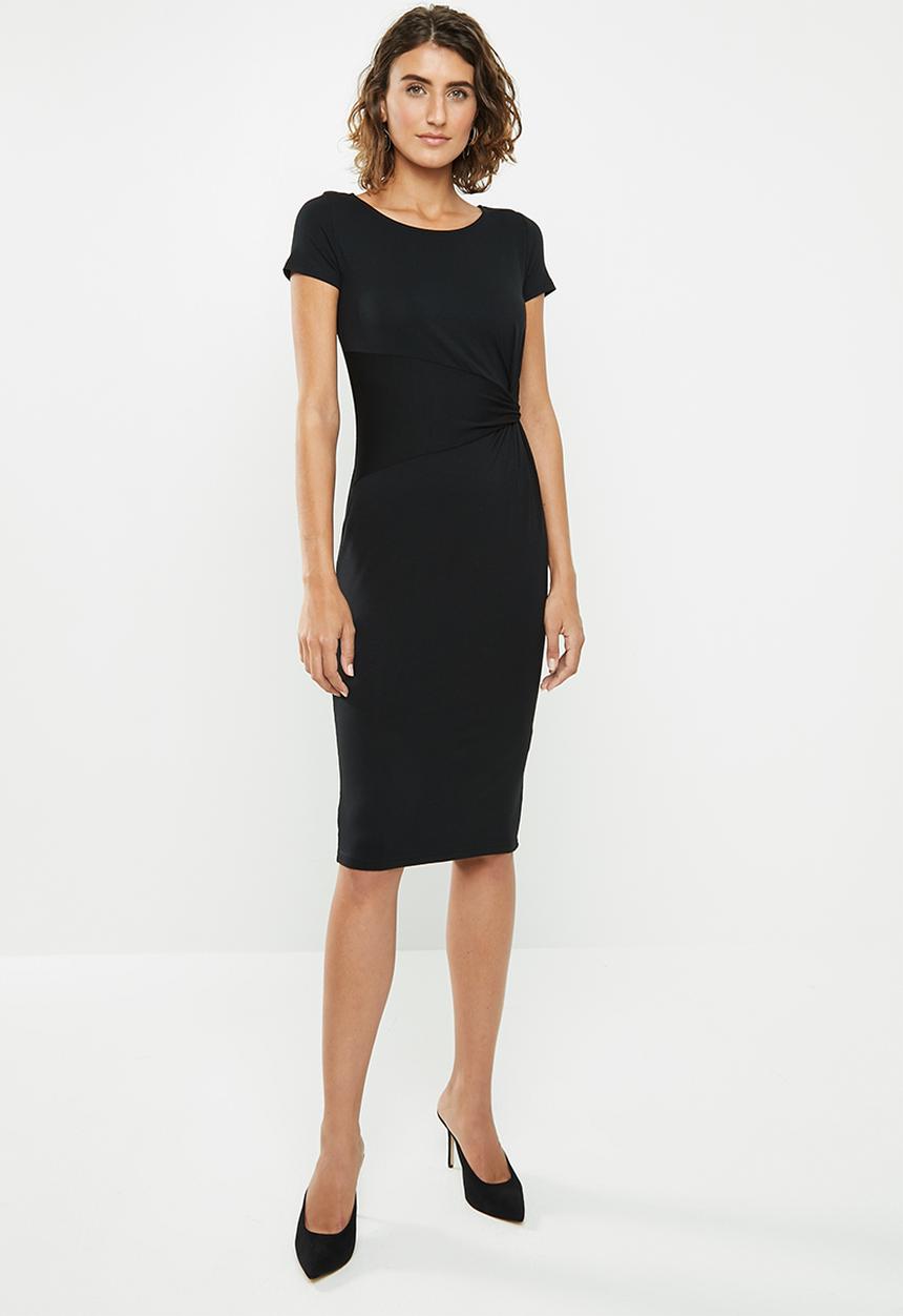 edit - Side knot mdi dress - black