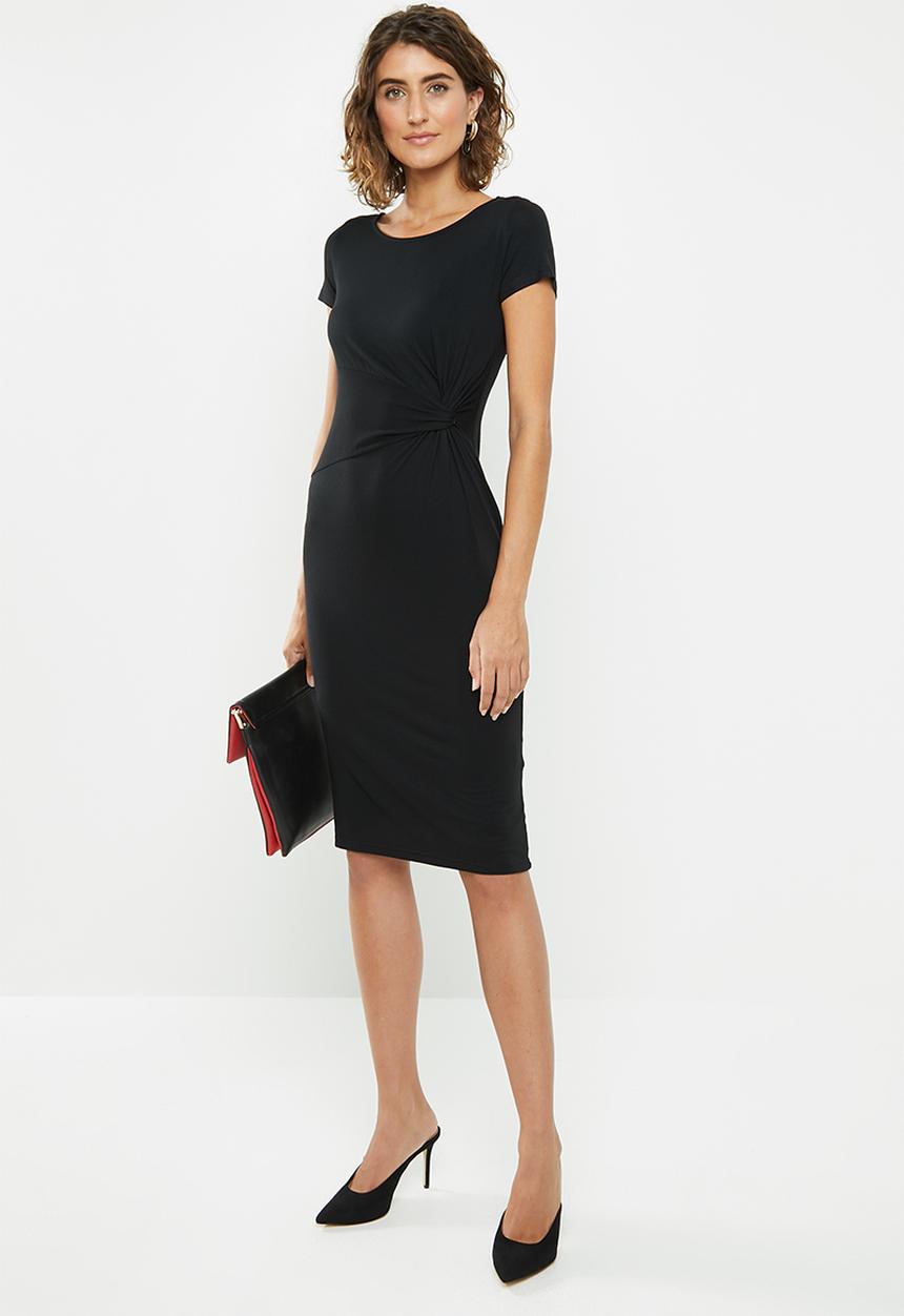 edit - Side knot mdi dress - black