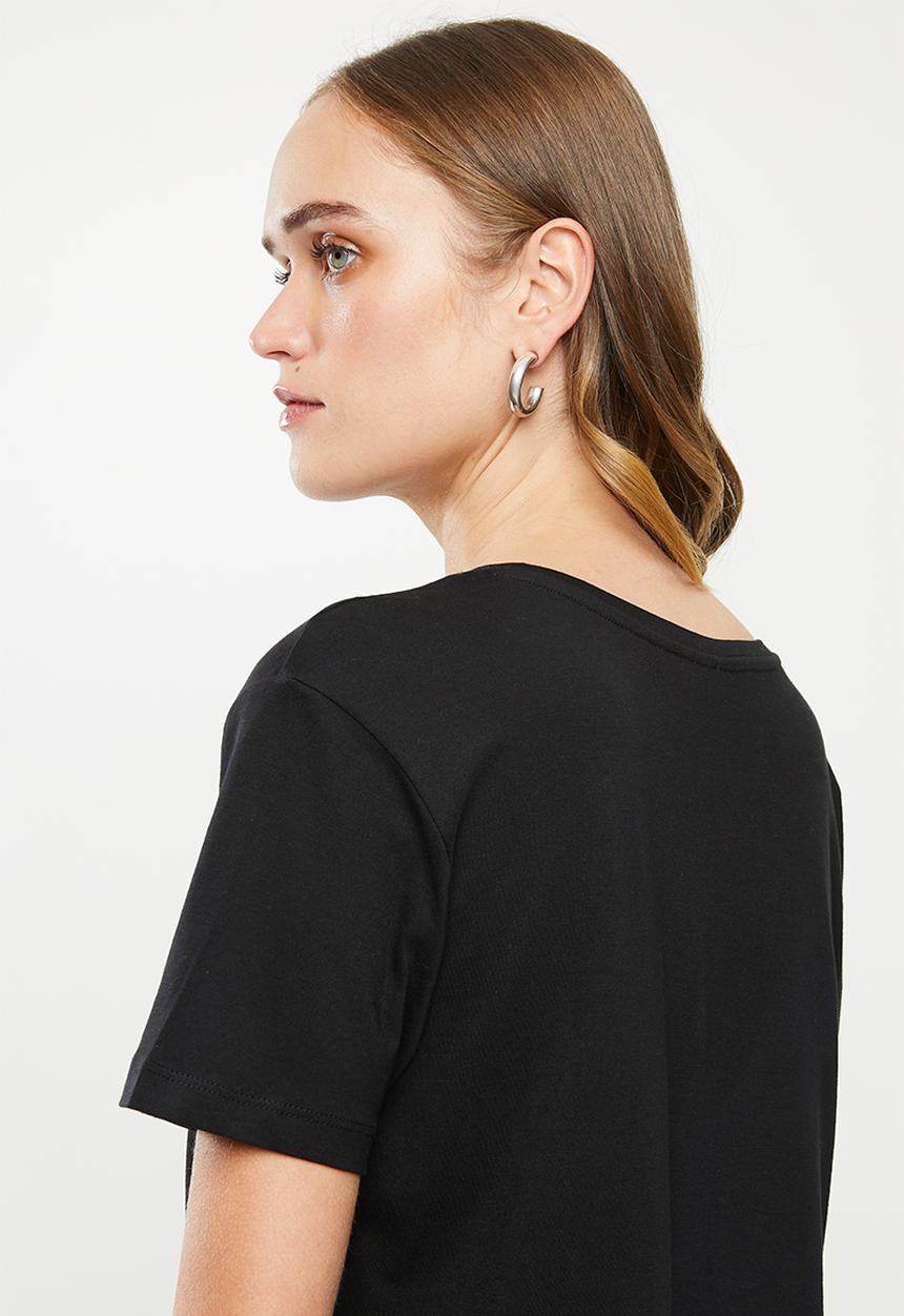 Jacqueline de Yong - Danni short sleeve print top denim - black