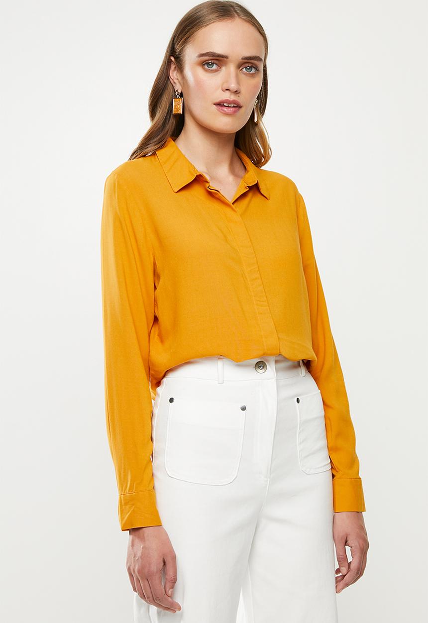 Jacqueline de Yong - Opal long sleeve shirt - inca gold