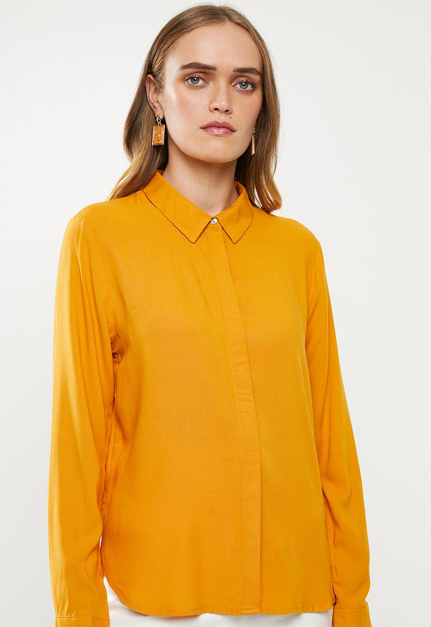 Jacqueline de Yong - Opal long sleeve shirt - inca gold