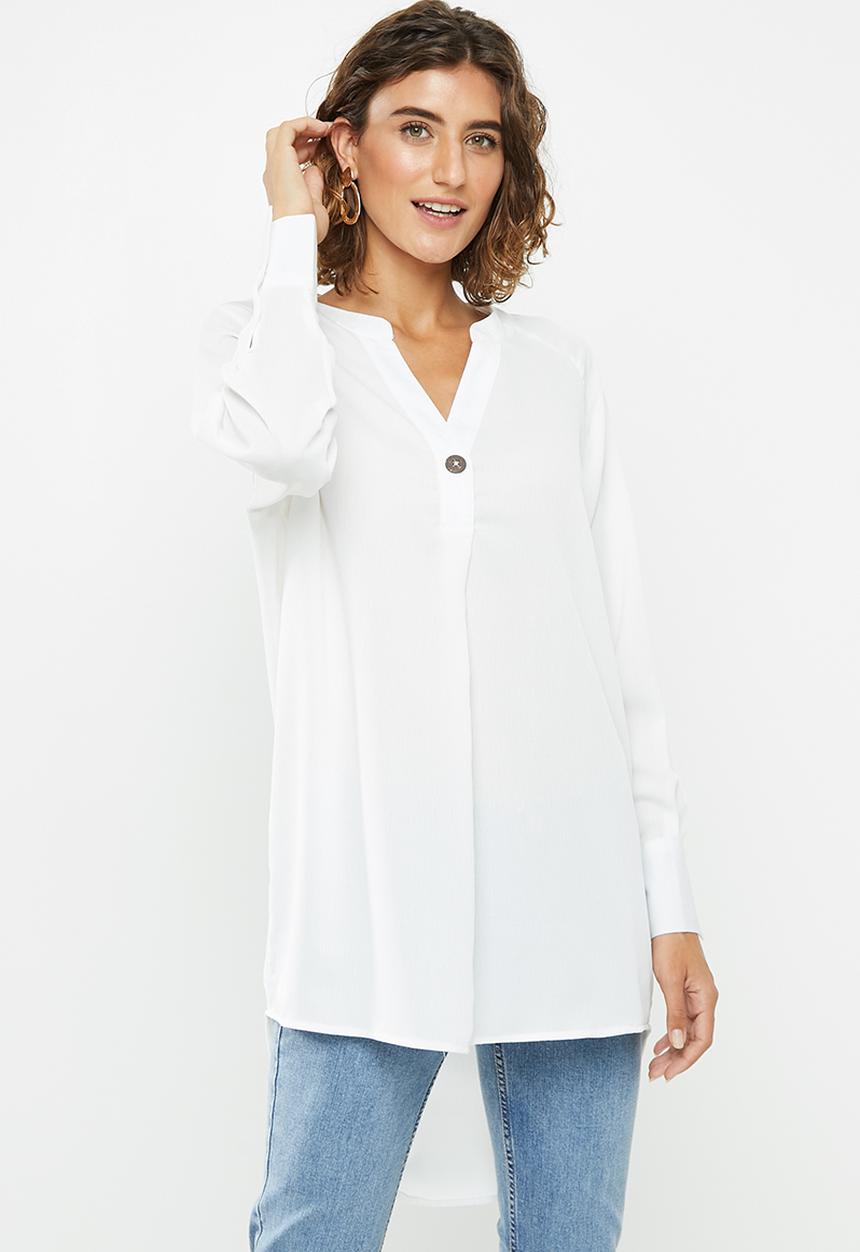 Jacqueline de Yong - Shane long sleeve loose shirt - white 