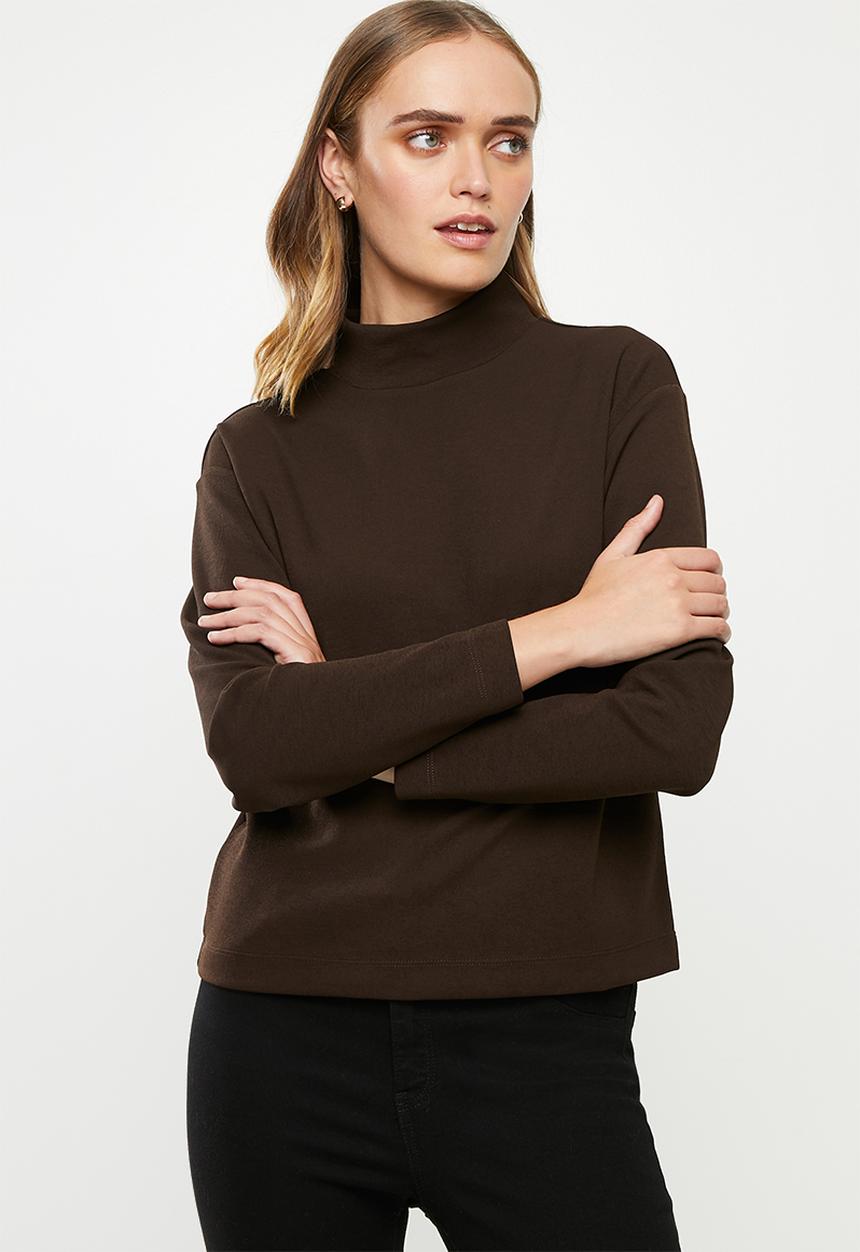 Jacqueline de Yong - Willow high neck top - coffee
