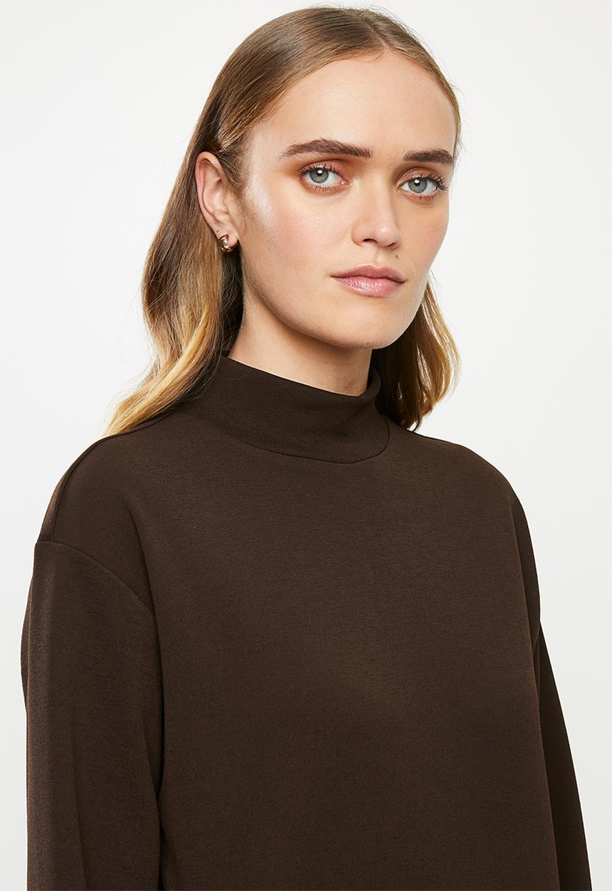 Jacqueline de Yong - Willow high neck top - coffee
