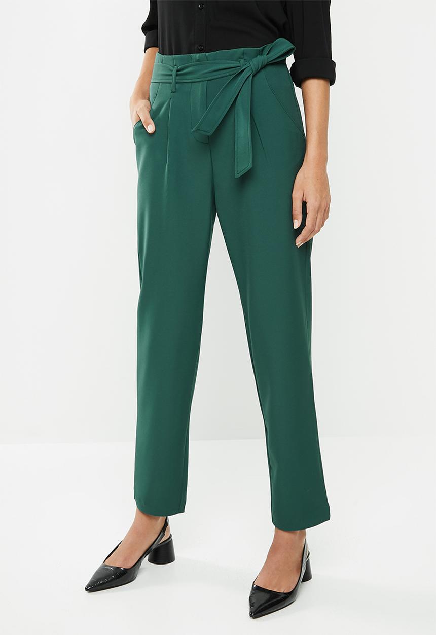 edit - Belted paperbag pants - Teal