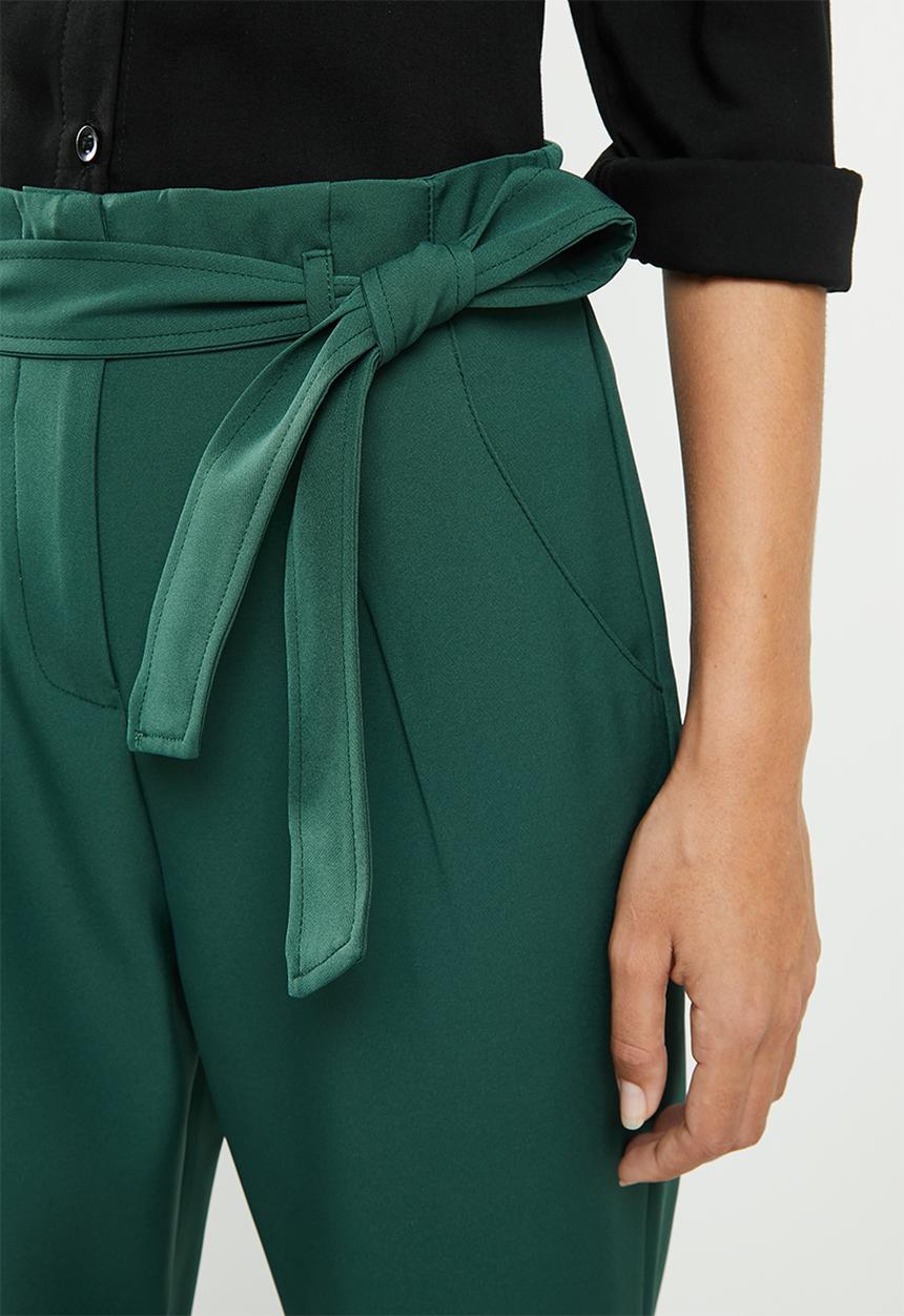 edit - Belted paperbag pants - Teal
