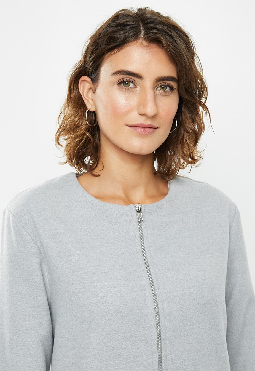 edit - Collarless coat - grey 