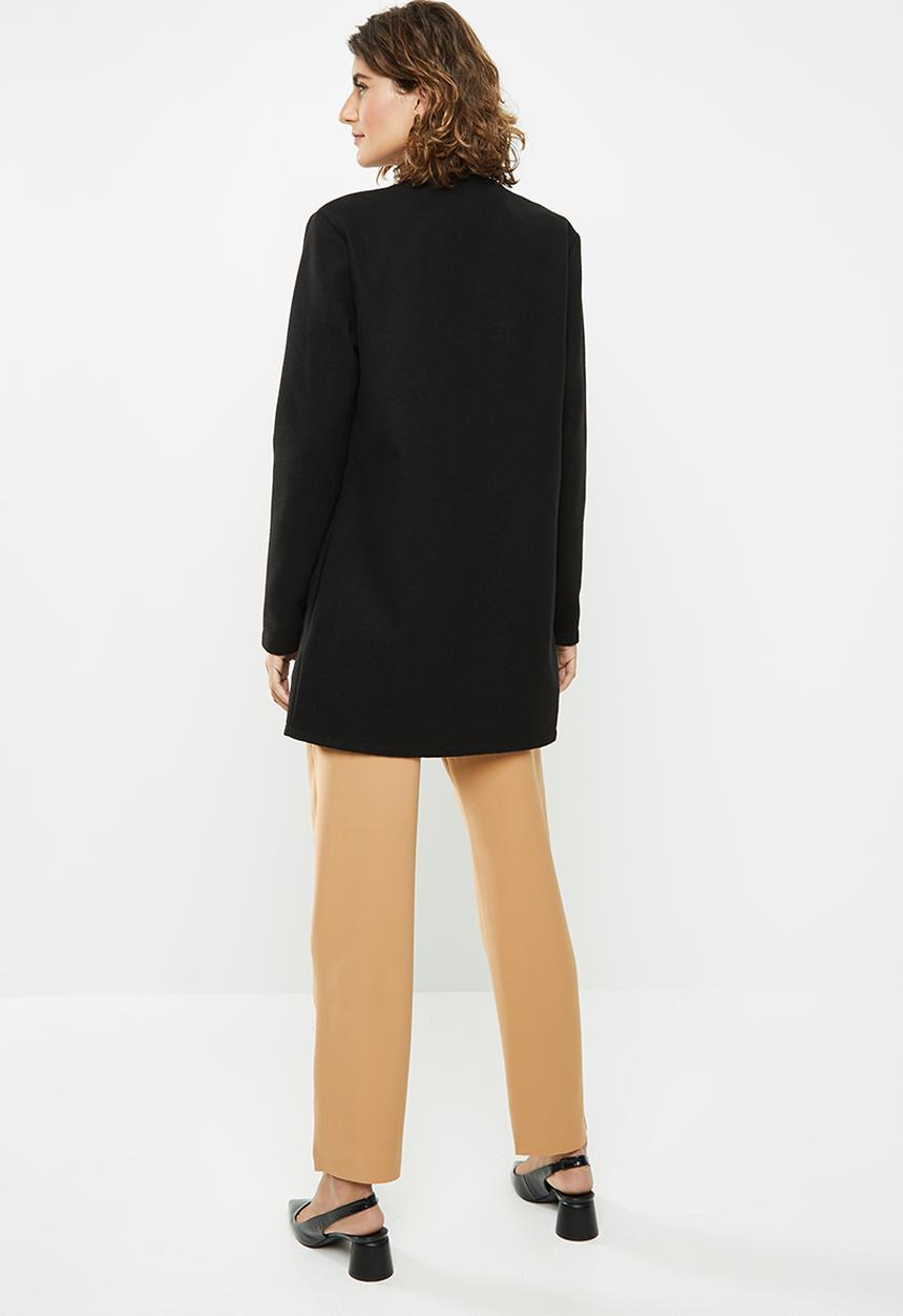 edit - Collarless coat - black