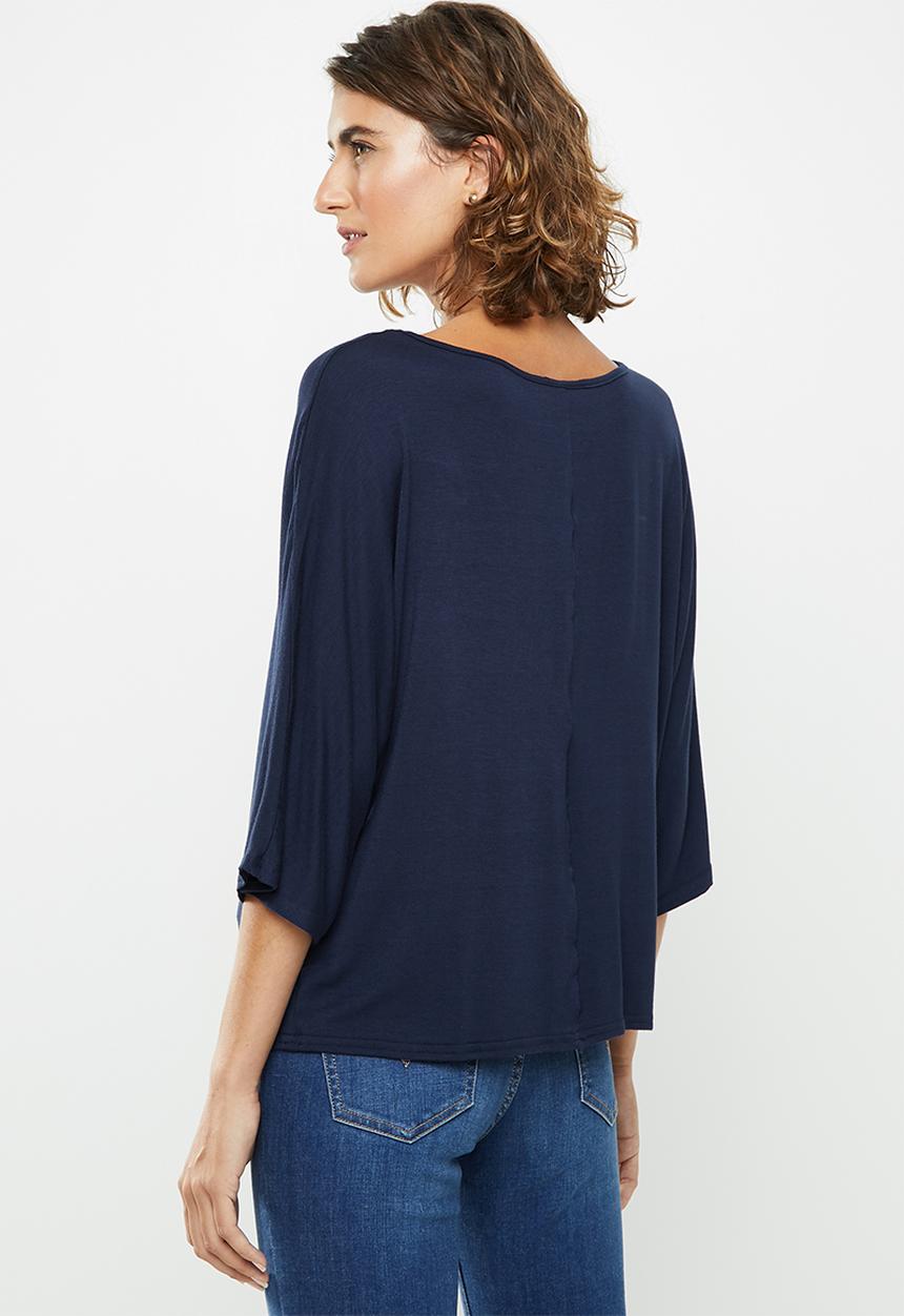 edit - Flutter sleeve tee - navy
