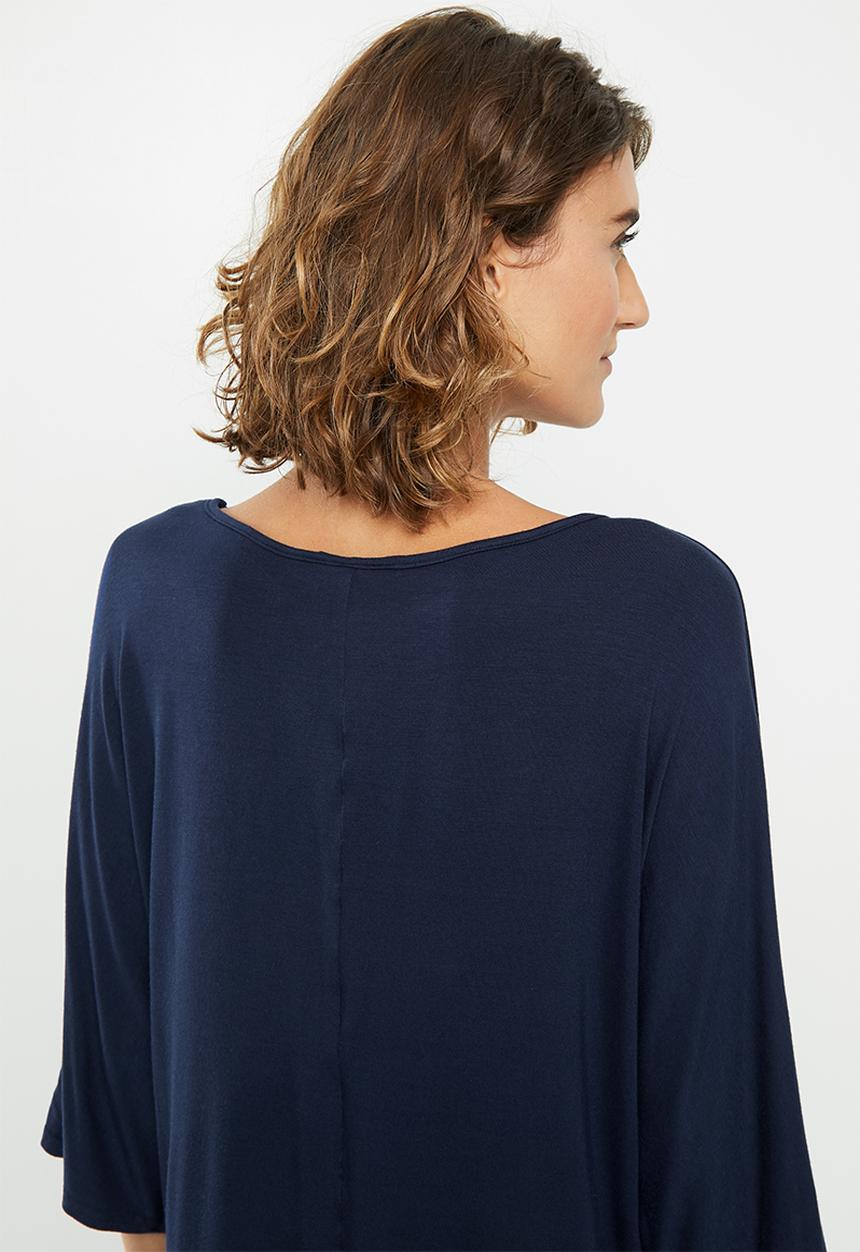 edit - Flutter sleeve tee - navy