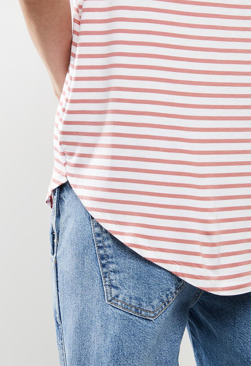 Cotton On - Karly short sleeve V-neck top - white & pink 