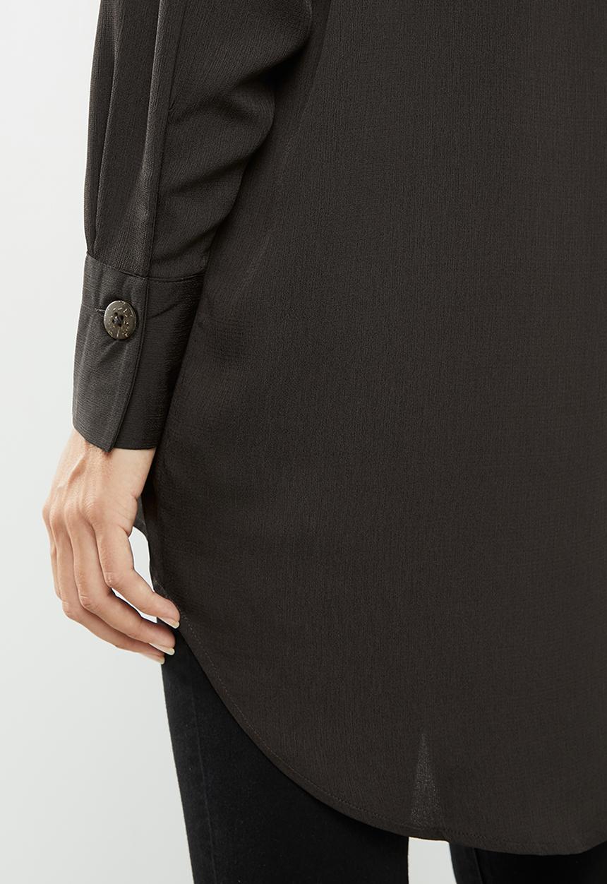 Jacqueline de Yong - Shane long sleeve loose shirt - dark brown
