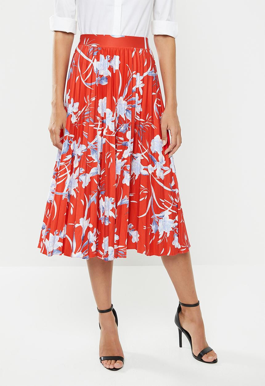 edit - Pleated skirt - red & blue