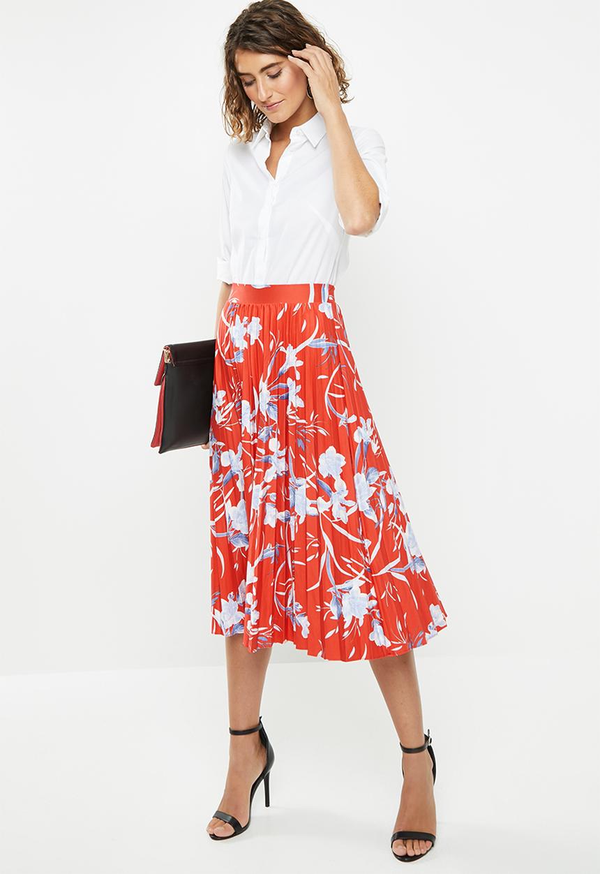 edit - Pleated skirt - red & blue