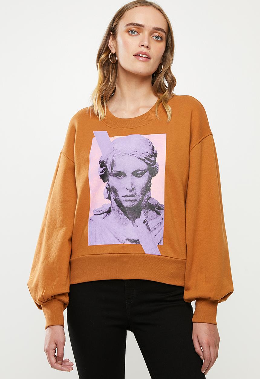 ONLY - Katy long sleeve o-neck sweat - brown 