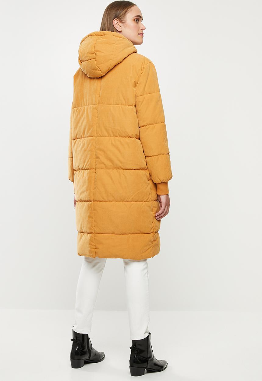 Jacqueline de Yong - Noble extra long padded jacket - yellow