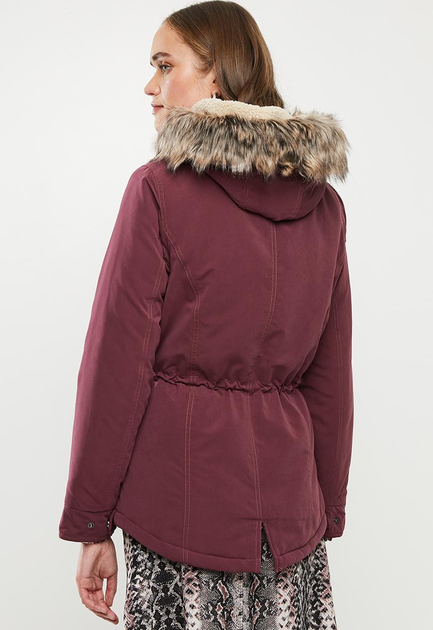 ONLY - New lucca parka jacket - burgundy 
