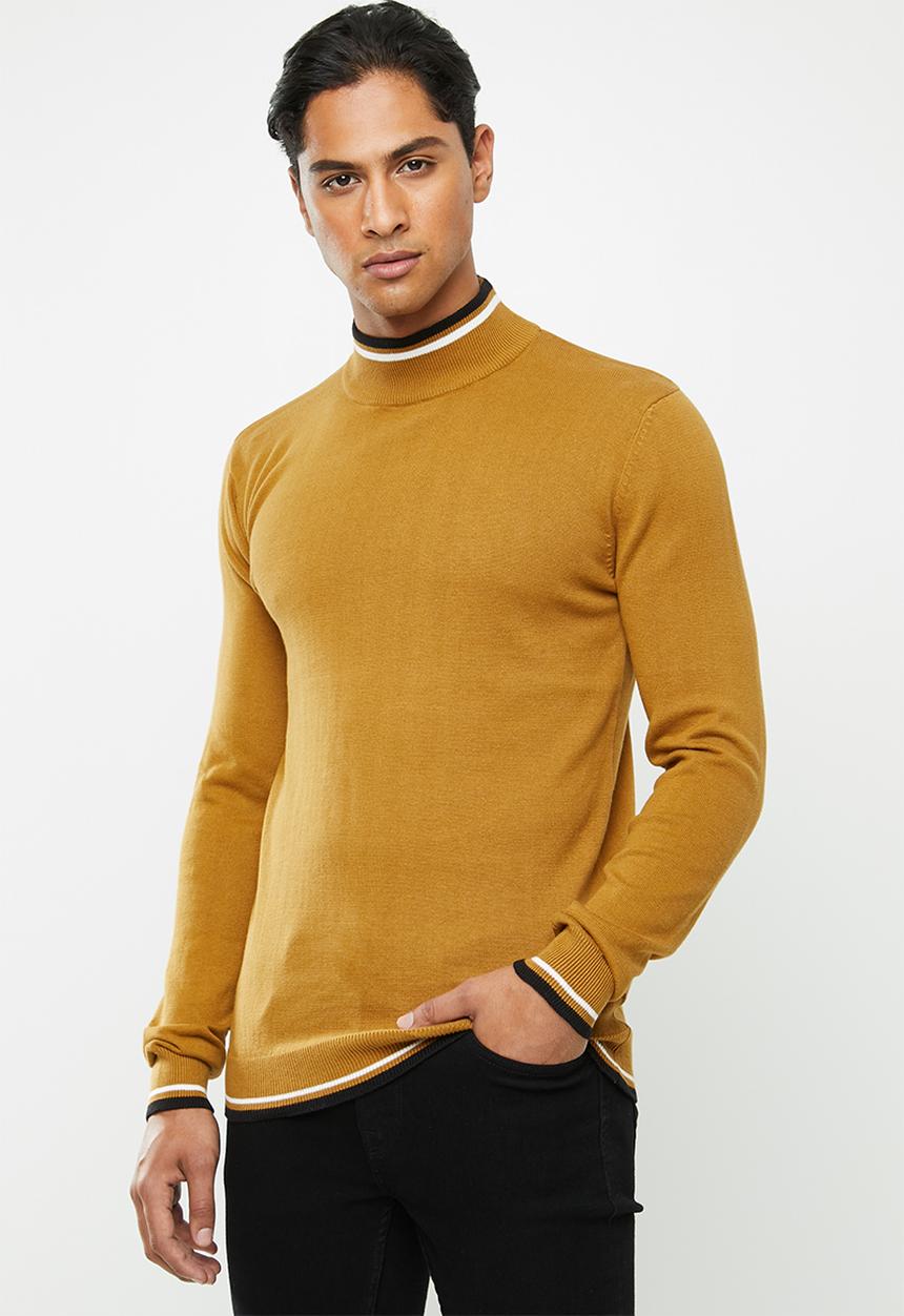 Brave Soul - Hallis turtleneck knitwear - mustard