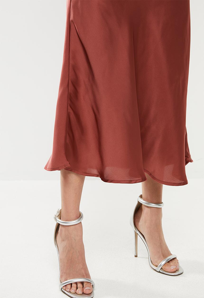 Cotton On - Belle bias midi skirt - rust