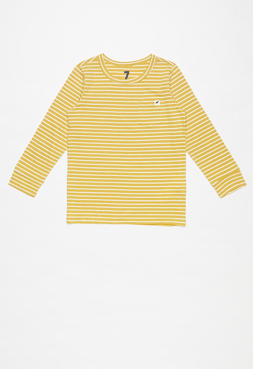 Cotton On - Core long sleeve tee - yellow & white 