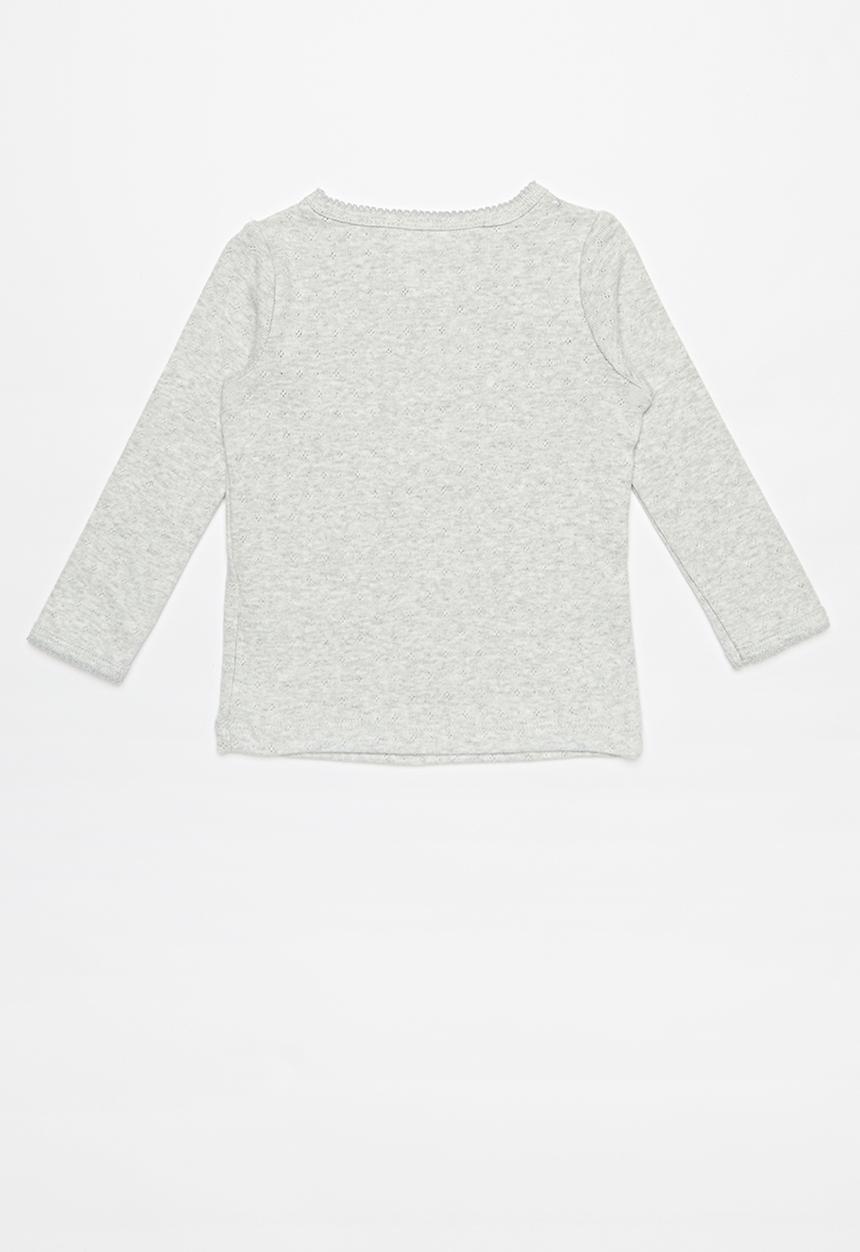 Cotton On - Mich long sleeve pointelle top - grey 
