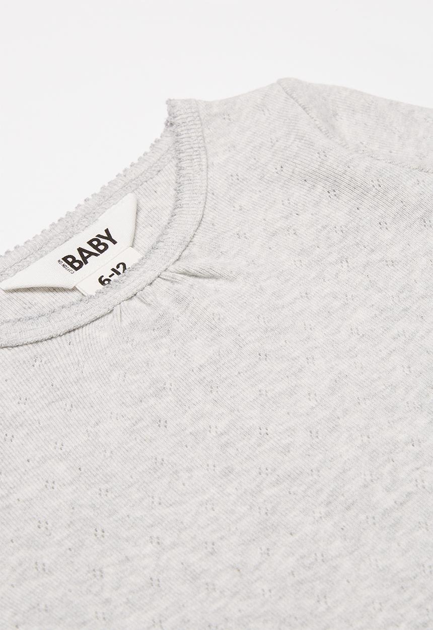 Cotton On - Mich long sleeve pointelle top - grey 