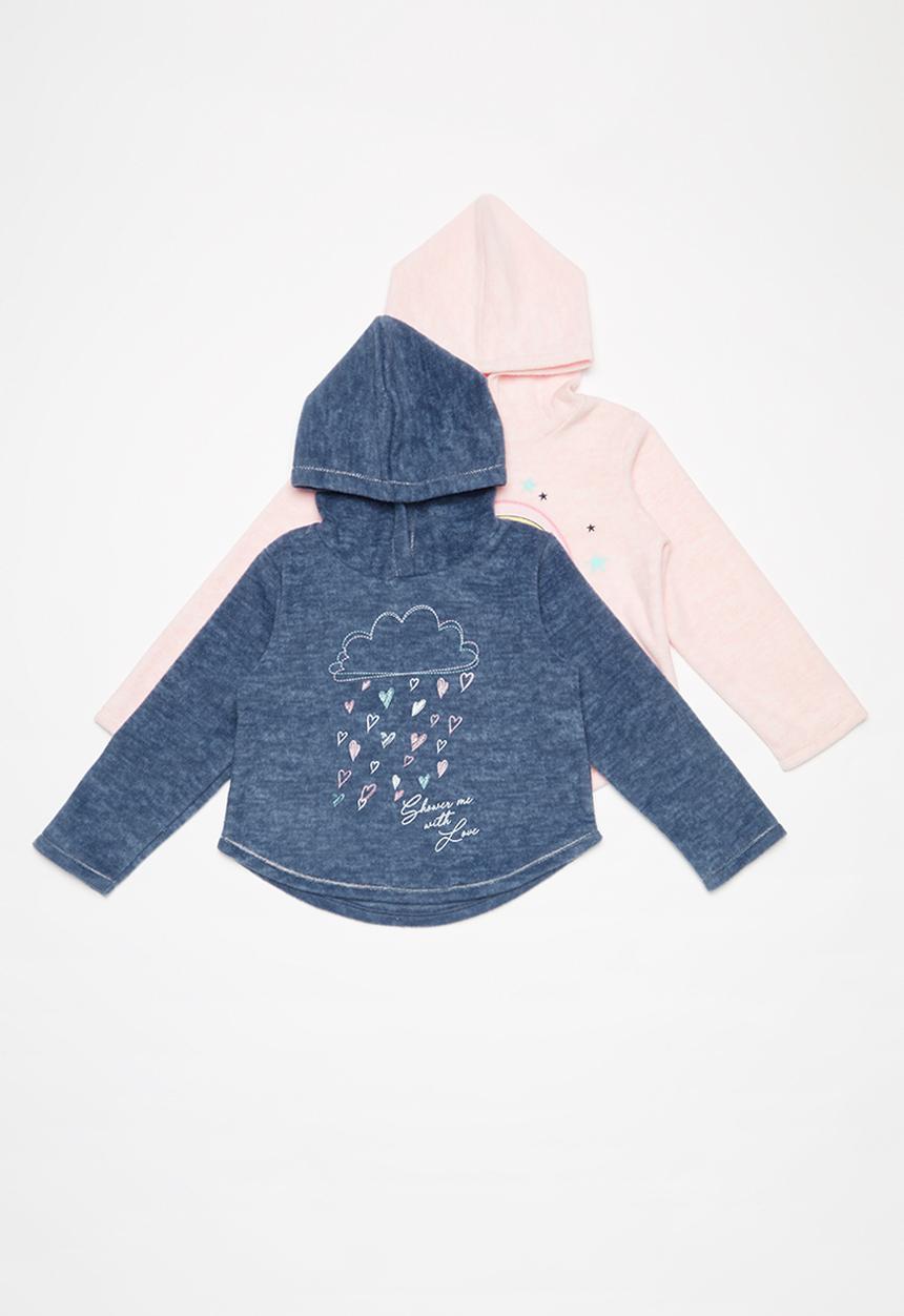 Pop Candy - 2 Pack sunshine polar fleece hoodie - navy & pink