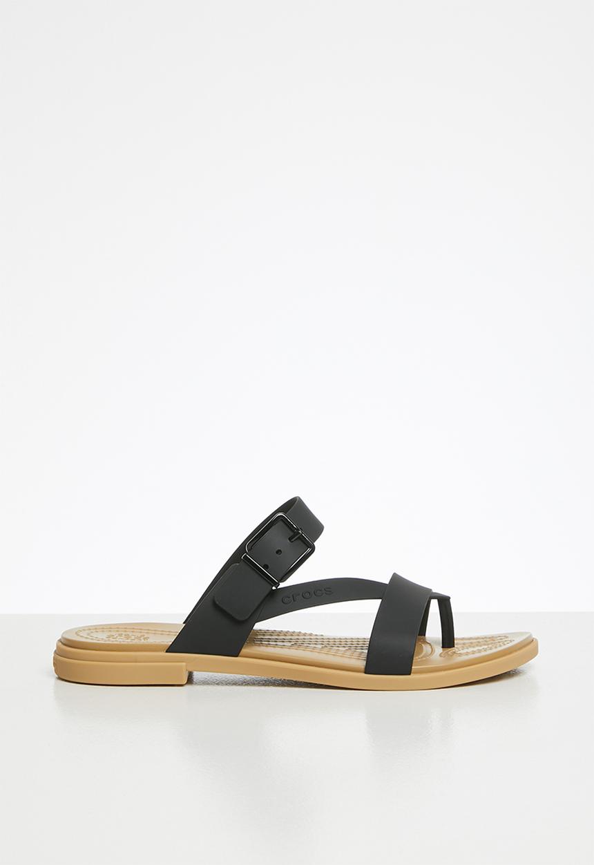 Crocs - Tulum toe post sandal - black & tan