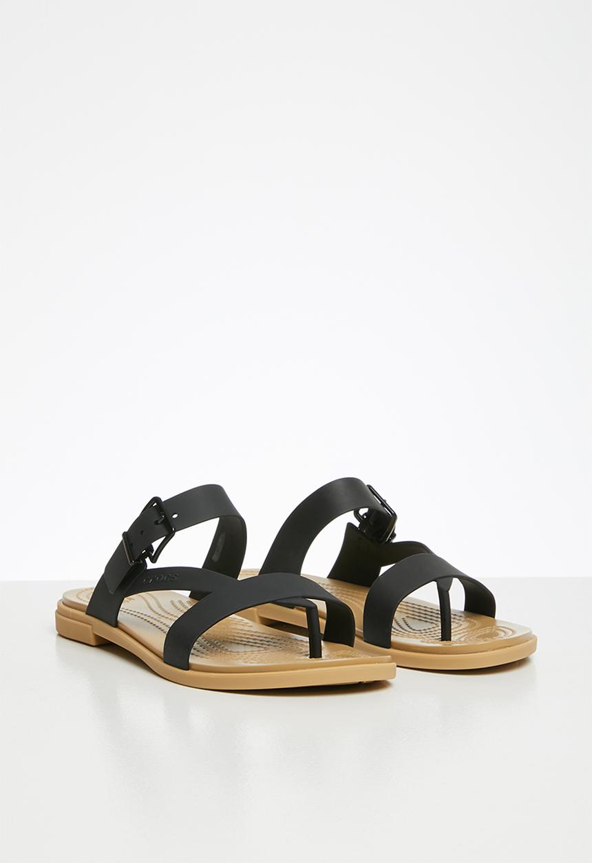 Crocs - Tulum toe post sandal - black & tan