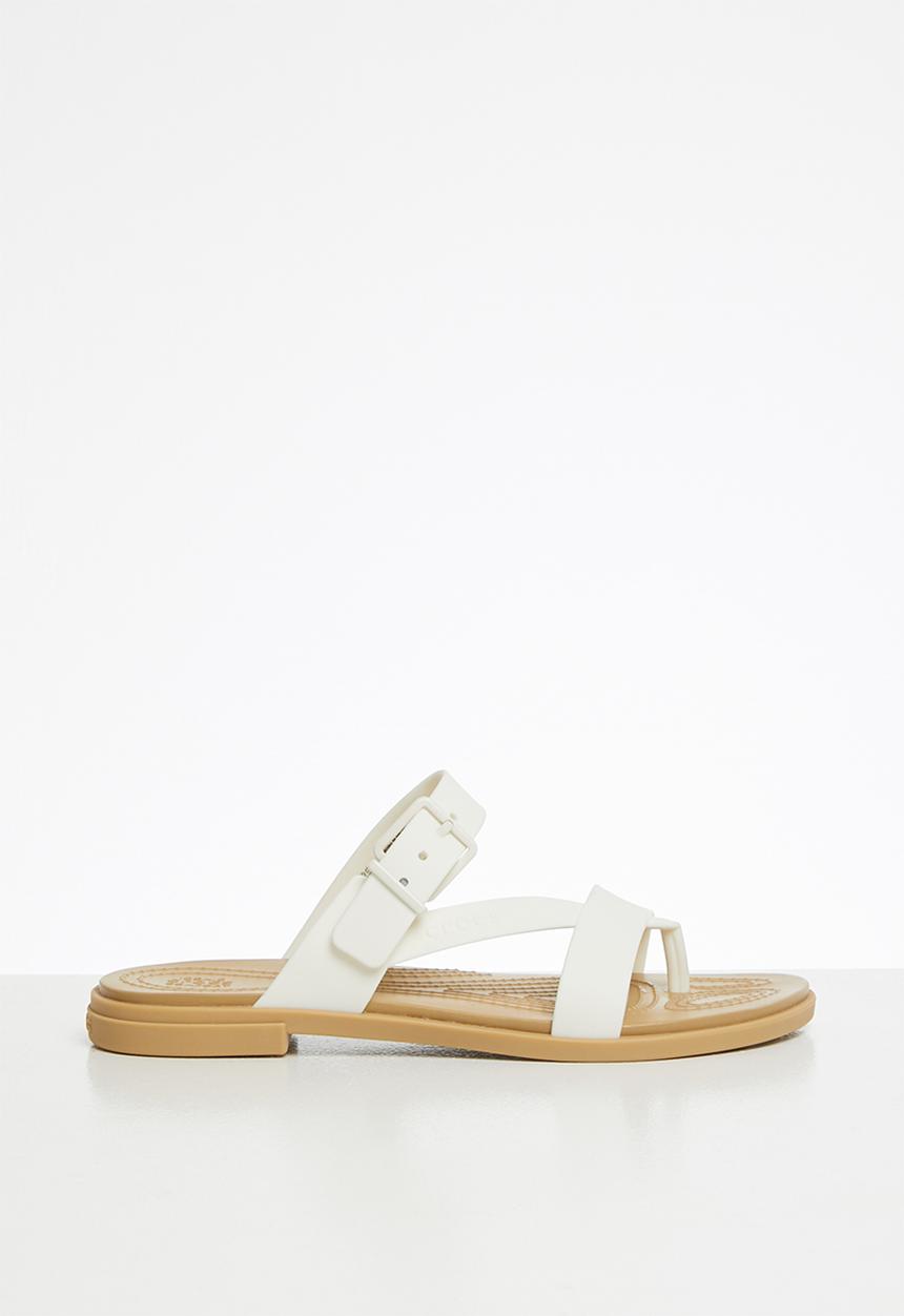 Crocs - Tulum toe post sandal - white & tan