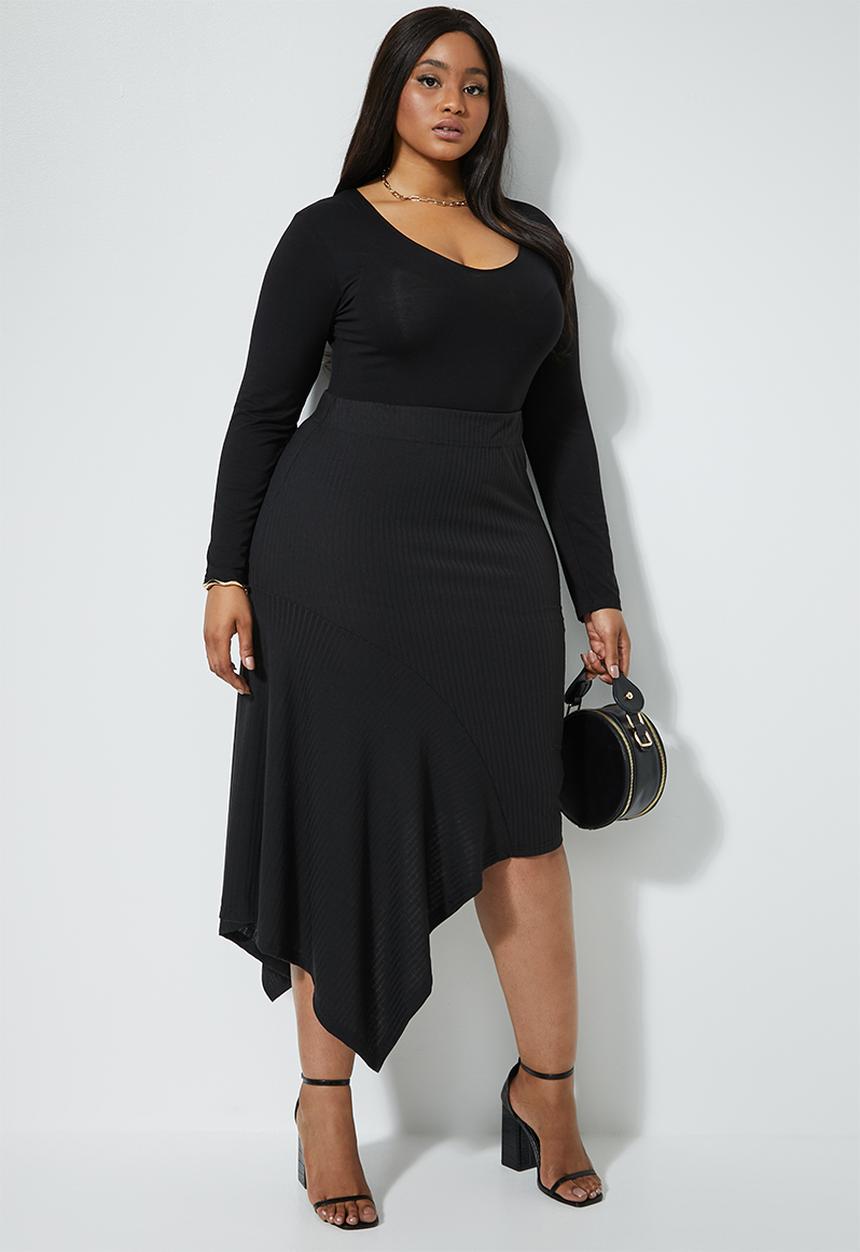 Superbalist - Asymmetrical frill midi skirt - black