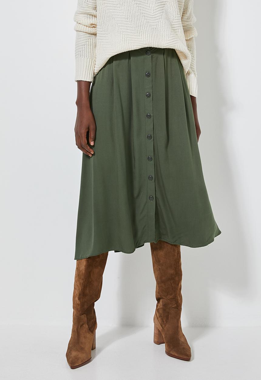 Superbalist - Inverted pleat midi skirt - khaki