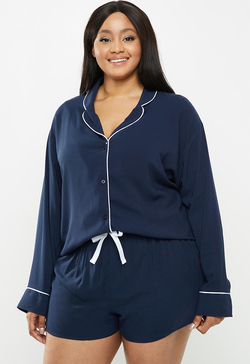 Superbalist - Plus sleep shirt & shorts set - navy